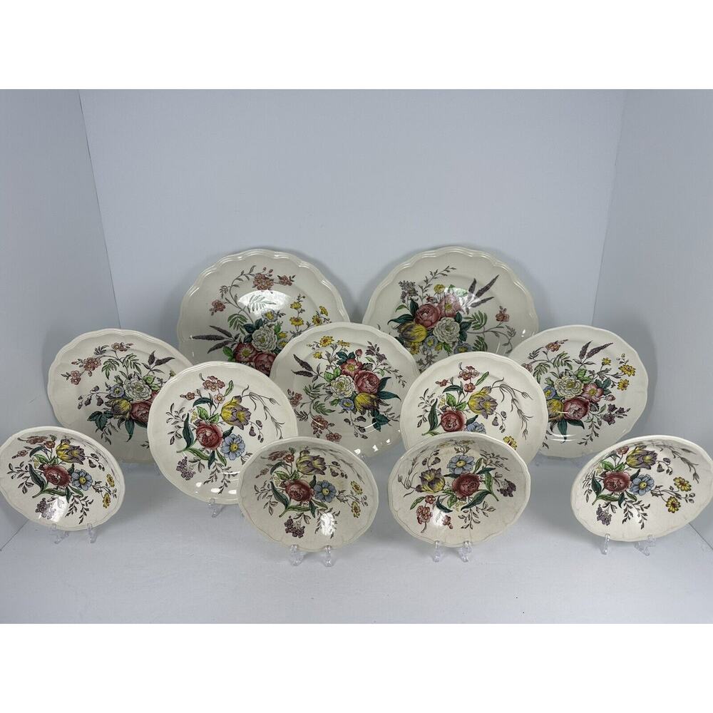 Copeland Spode Great Britain 11 Dishes & Plates Mixed Sizes Wildflower Print